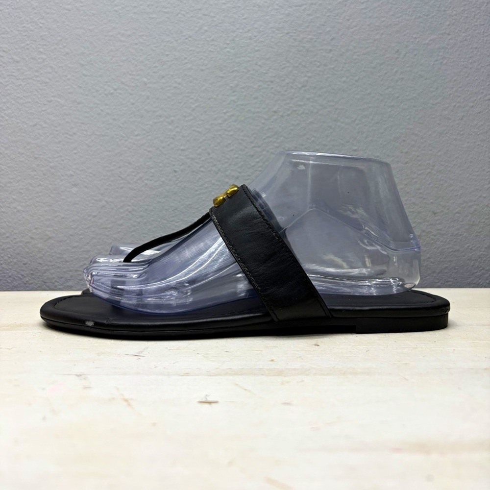 Coach Black Leather Jessie Thong Sandals 8
